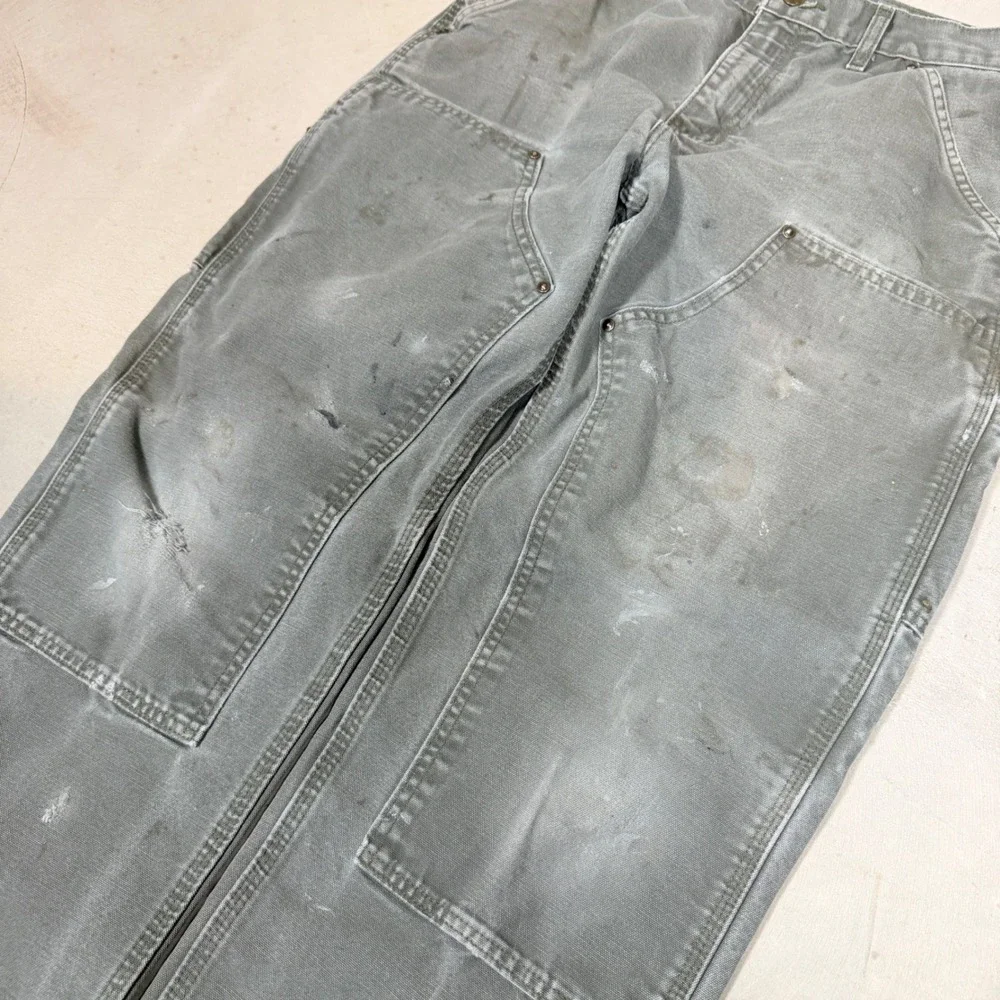 GRAIL Carhartt B136 MOS Double Knee Duck Canvas Carpenter Pants Moss Green 31x30